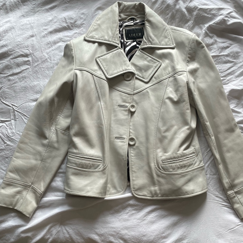 white leather jacket